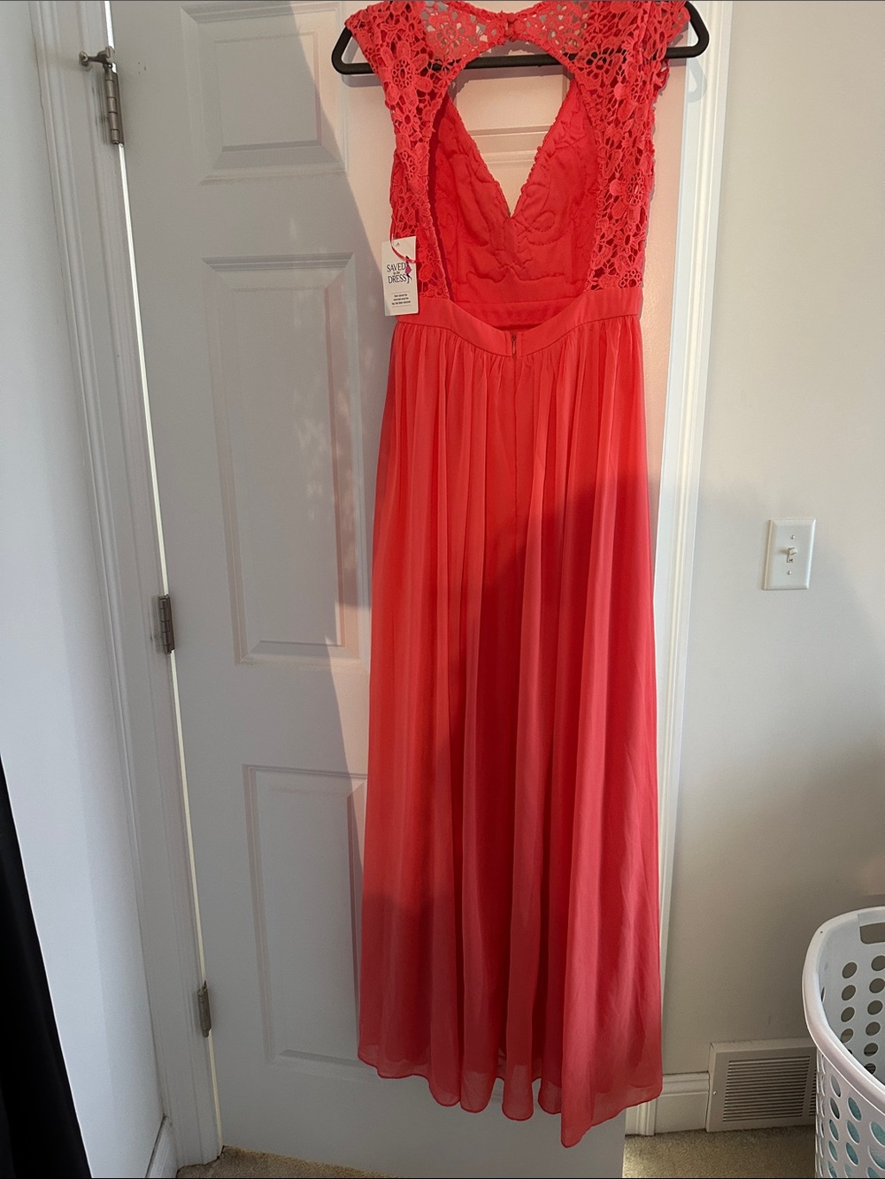 Coral Crochet-Bodice Maxi Dress for Women